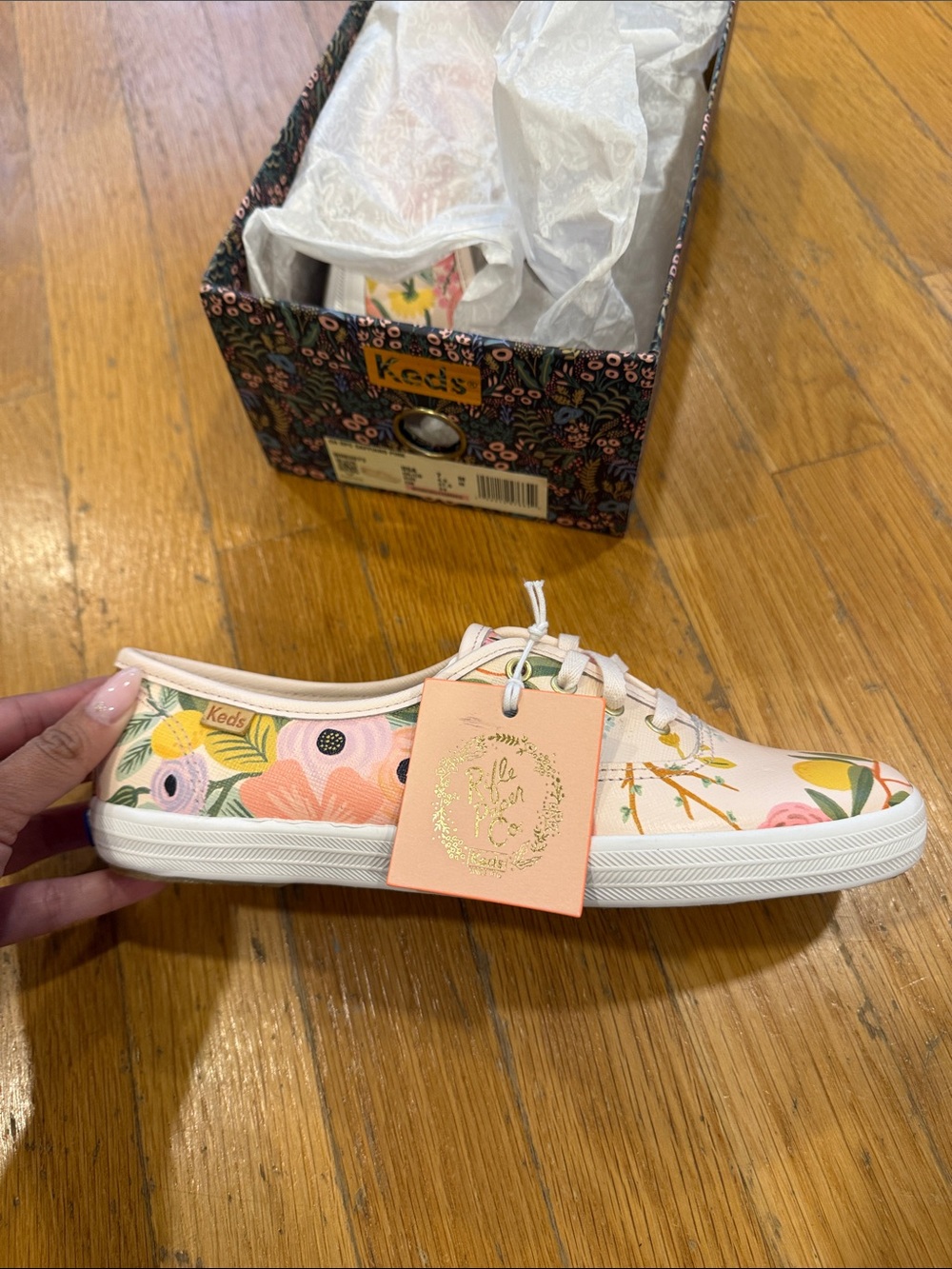 Keds Women's Pink Floral Canvas Lace-Up Sneakers